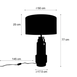 QAZQA Schlafzimmerlampen|Küchenlampen*Tischleuchte Bronze Samtlampenschirm Pfauen grün mit Gold 50 cm - Bruut