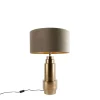 QAZQA Tischlampen|Wohnzimmerlampen*Tischleuchte Bronze Samtlampenschirm Taupe mit Gold 50 cm - Bruut