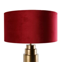 QAZQA Tischlampen|Wohnzimmerlampen*Tischleuchte Bronze Samt-Schirm Rot mit Gold 50 cm - Bruut