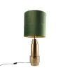QAZQA Tischlampen|Wohnzimmerlampen*Tischleuchte Bronze Samt-Schirm Grün mit Gold 40 cm - Bruut