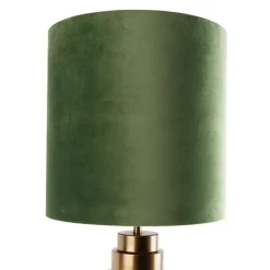 QAZQA Tischlampen|Wohnzimmerlampen*Tischleuchte Bronze Samt-Schirm Grün mit Gold 40 cm - Bruut
