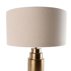 QAZQA Tischlampen|Wohnzimmerlampen*Tischleuchte Bronze Stoffschirm hellbraun 50 cm - Bruut