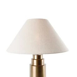 QAZQA Tischlampen|Wohnzimmerlampen*Tischleuchte Bronze Stoffschirm Beige 55 cm - Bruut
