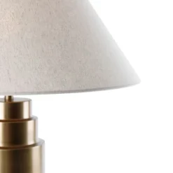 QAZQA Tischlampen|Wohnzimmerlampen*Tischleuchte Bronze Stoffschirm Beige 55 cm - Bruut