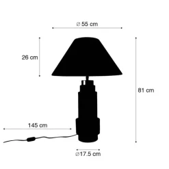 QAZQA Tischlampen|Wohnzimmerlampen*Tischleuchte Bronze Stoffschirm Beige 55 cm - Bruut