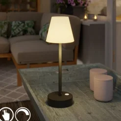 Newgarden Gartenbeleuchtung|Led-Außenleuchten*Tischleuchte dunkelgrau inkl. LED wiederaufladbar mit Touchdimmer - Renata