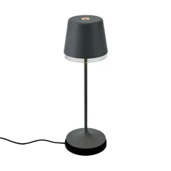 QAZQA Professional Gartenbeleuchtung|Schlafzimmerlampen*Tischleuchte Dunkelgrau inkl. LED IP65 Wiederaufladbar mit Ladestation - Bass