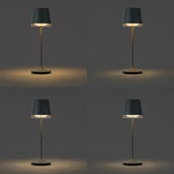 QAZQA Professional Gartenbeleuchtung|Schlafzimmerlampen*Tischleuchte Dunkelgrau inkl. LED IP65 Wiederaufladbar mit Ladestation - Bass