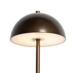 QAZQA Gartenbeleuchtung|Led-Außenleuchten*Tischleuchte für den Außenbereich Pilzform Dunkelbronze Wiederaufladbar - Keira