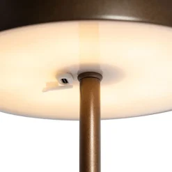 QAZQA Gartenbeleuchtung|Led-Außenleuchten*Tischleuchte für den Außenbereich Pilzform Dunkelbronze Wiederaufladbar - Keira