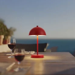 QAZQA Gartenbeleuchtung|Led-Außenleuchten*Tischleuchte für den Außenbereich Dunkelrot inkl. LED 3-Stufen-Dimmbar IP44 Wiederaufladbar - Keira