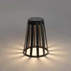 QAZQA Gartenbeleuchtung|Led-Außenleuchten*Tischleuchte für den Außenbereich schwarz inkl. LED 3-stufig dimmbar Solar- und Akku-betrieb - Penny