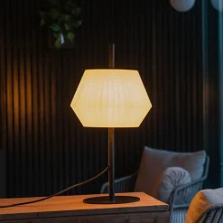 QAZQA Gartenbeleuchtung|Tischlampe Außen*Tischleuchte für den Außenbereich schwarz mit weißem Schirm IP44 - Robbert