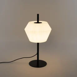 QAZQA Gartenbeleuchtung|Tischlampe Außen*Tischleuchte für den Außenbereich schwarz mit weißem Schirm IP44 - Robbert