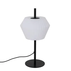 QAZQA Gartenbeleuchtung|Tischlampe Außen*Tischleuchte für den Außenbereich schwarz mit weißem Schirm IP44 - Robbert