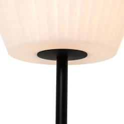 QAZQA Gartenbeleuchtung|Tischlampe Außen*Tischleuchte für den Außenbereich schwarz mit weißem Schirm IP44 - Robbert