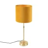 QAZQA Tischlampen|Esszimmerlampen*Tischleuchte gold / messing mit veloursschirm gelb 25 cm - Parte