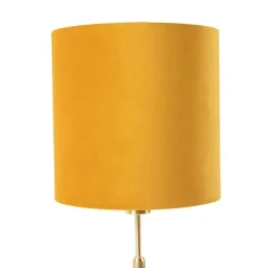 QAZQA Tischlampen|Esszimmerlampen*Tischleuchte gold / messing mit veloursschirm gelb 25 cm - Parte