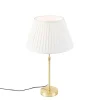 QAZQA Tischlampen|Wohnzimmerlampen*Tischleuchte gold / messing mit plissiertem Schirm creme 35 cm - Parte