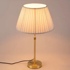 QAZQA Tischlampen|Wohnzimmerlampen*Tischleuchte gold / messing mit plissiertem Schirm creme 35 cm - Parte