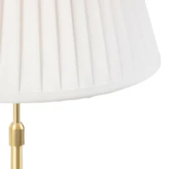 QAZQA Tischlampen|Wohnzimmerlampen*Tischleuchte gold / messing mit plissiertem Schirm creme 35 cm - Parte