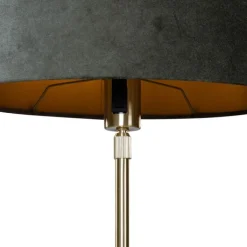 QAZQA Tischlampen|Wohnzimmerlampen*Tischleuchte Gold mit ovalem Samtschirm Grün 35cm - Parte