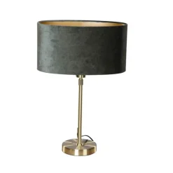 QAZQA Tischlampen|Wohnzimmerlampen*Tischleuchte Gold mit ovalem Samtschirm Grün 35cm - Parte