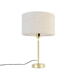 QAZQA Tischlampen|Wohnzimmerlampen*Tischleuchte gold verstellbar mit Schirm hellgrau 35 cm - Parte