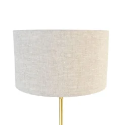 QAZQA Tischlampen|Wohnzimmerlampen*Tischleuchte gold verstellbar mit Schirm hellgrau 35 cm - Parte