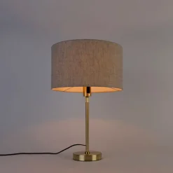QAZQA Tischlampen|Wohnzimmerlampen*Tischleuchte gold verstellbar mit Schirm hellgrau 35 cm - Parte