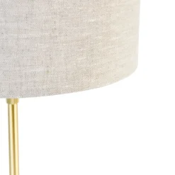 QAZQA Tischlampen|Wohnzimmerlampen*Tischleuchte gold verstellbar mit Schirm hellgrau 35 cm - Parte