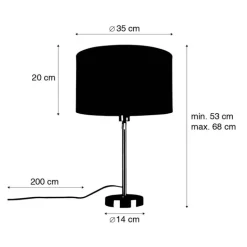 QAZQA Tischlampen|Wohnzimmerlampen*Tischleuchte gold verstellbar mit Schirm hellgrau 35 cm - Parte