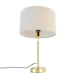 QAZQA Tischlampen|Wohnzimmerlampen*Tischleuchte gold verstellbar mit Schirm hellgrau 35 cm - Parte