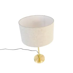 QAZQA Tischlampen|Wohnzimmerlampen*Tischleuchte gold verstellbar mit Schirm hellgrau 35 cm - Parte