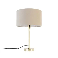 QAZQA Tischlampen|Wohnzimmerlampen*Tischleuchte gold verstellbar mit Schirm hellbraun 35 cm - Parte