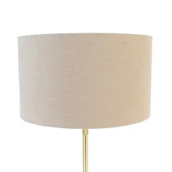 QAZQA Tischlampen|Wohnzimmerlampen*Tischleuchte gold verstellbar mit Schirm hellbraun 35 cm - Parte