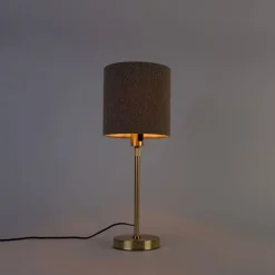 QAZQA Tischlampen|Wohnzimmerlampen*Tischleuchte gold verstellbar mit Schirm hellbraun 35 cm - Parte