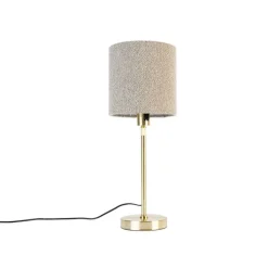 QAZQA Tischlampen|Wohnzimmerlampen*Tischleuchte gold verstellbar mit Schirm hellbraun 35 cm - Parte