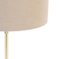 QAZQA Tischlampen|Wohnzimmerlampen*Tischleuchte gold verstellbar mit Schirm hellbraun 35 cm - Parte