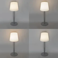 QAZQA Gartenbeleuchtung|Led-Außenleuchten*Tischleuchte grau wiederaufladbar inkl. LED und Dimmer IP54 - Jude