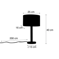 QAZQA Tischlampen|Wohnzimmerlampen*Tischleuchte Holz mit ovalem Leinenschirm weiß 25cm - Mels