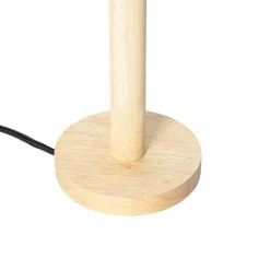 QAZQA Tischlampen|Wohnzimmerlampen*Tischleuchte Holz mit Samtschirm Taupe 35cm - Mels