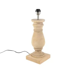 QAZQA Leuchten Ohne Schirm|Tischlampen*Tischleuchte im Landhausstil Holz natur ohne Lampenschirm - Catnip