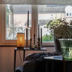 QAZQA Tischlampen|Esszimmerlampen*Tischleuchte Landhausstil Rattan mit Schwarz - Kata