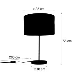QAZQA Tischlampen|Wohnzimmerlampen*Tischleuchte Messing mit Samtlampenschirm Blattdesign und goldener Innenseite - Kaso