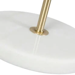 QAZQA Tischlampen|Wohnzimmerlampen*Tischleuchte Messing mit Samtschirm Taupe 35cm - Kaso