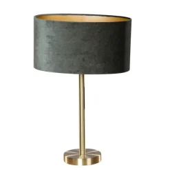 QAZQA Tischlampen|Wohnzimmerlampen*Tischleuchte Messing mit ovalem Samtschirm Grün 35cm - Simplo