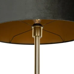 QAZQA Tischlampen|Wohnzimmerlampen*Tischleuchte Messing mit ovalem Samtschirm Grün 35cm - Simplo