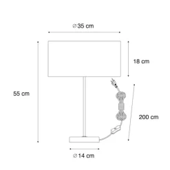QAZQA Tischlampen|Wohnzimmerlampen*Tischleuchte Messing mit ovalem Samtschirm Grün 35cm - Simplo