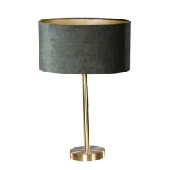 QAZQA Tischlampen|Wohnzimmerlampen*Tischleuchte Messing mit ovalem Samtschirm Grün 35cm - Simplo
